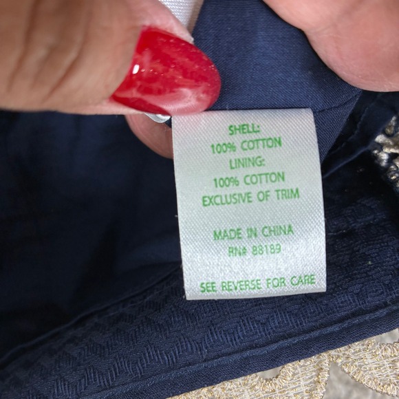 Lilly Pulitzer Navy Gold Eyelet Halter Dress Style 11561 Size 6 Party Formal - Picture 6 of 11